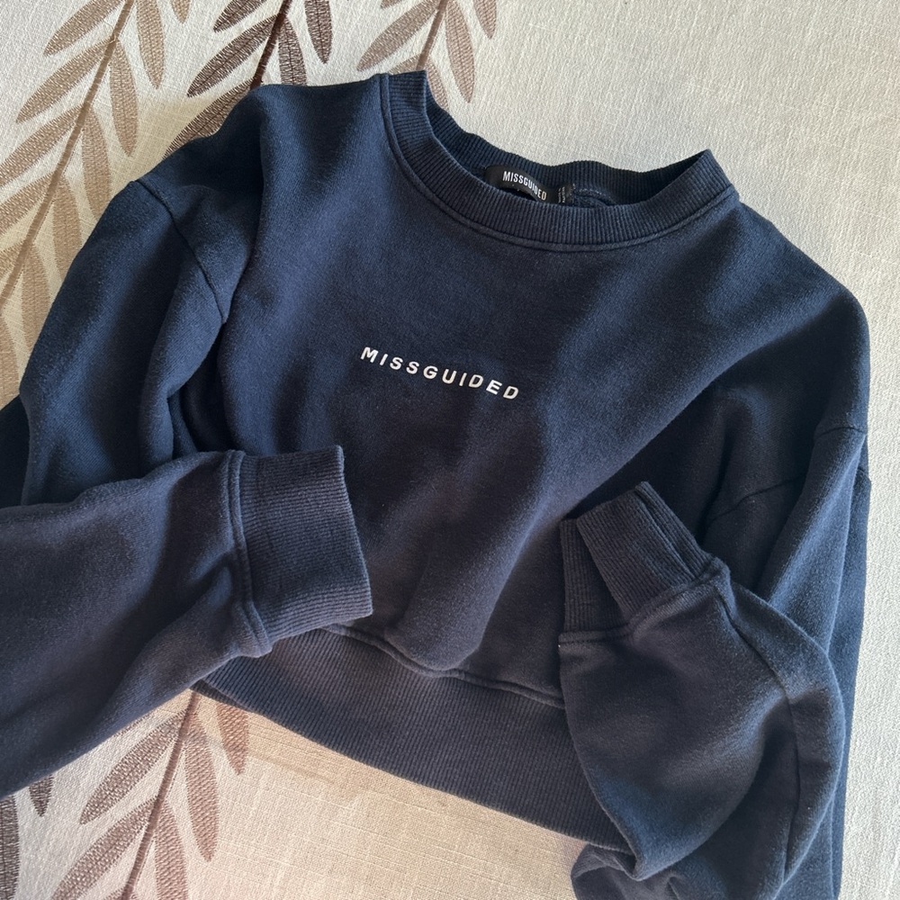 Misguided Navy Crop Jacket